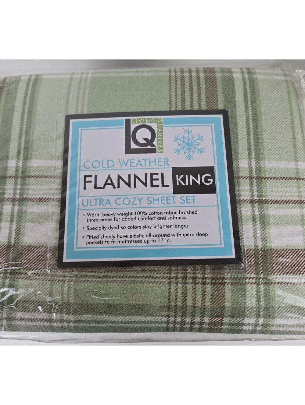 Living Quarters Cold Weather King Size Heavy Weight Cotton Flannel Sheet Set